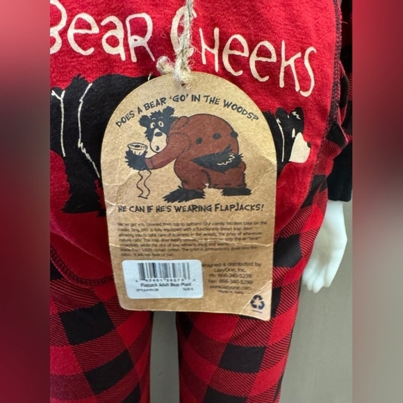 Lazy One Flapjacks NWT Long Johns Onsie Unisex Buffalo Plaid Size Small - Picture 8 of 8